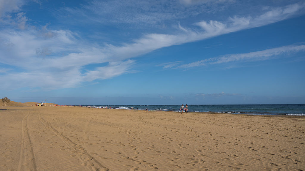 Utsikt över stranden i Maspalomas.