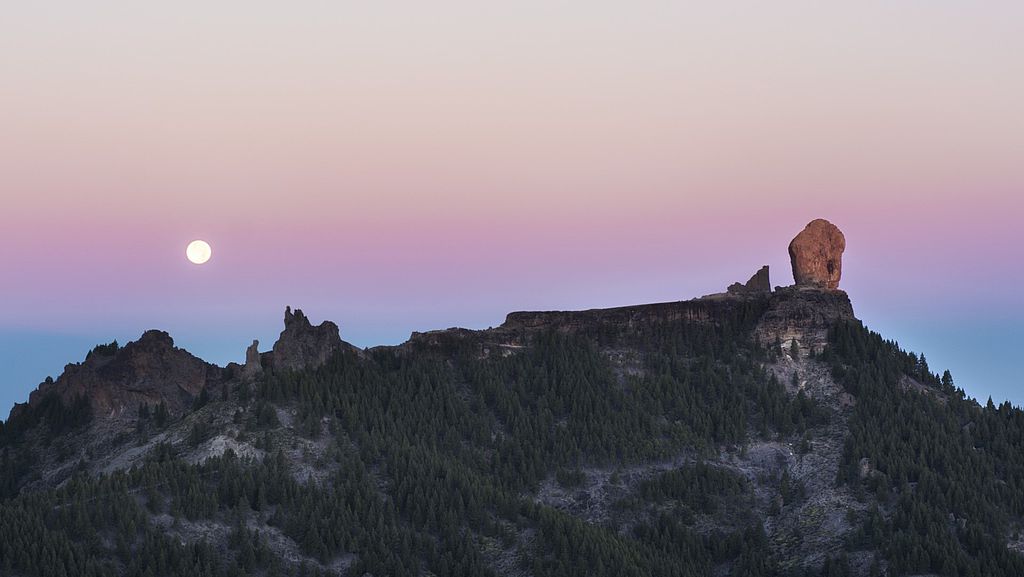 Zonsondergang achter Roque Nublo.