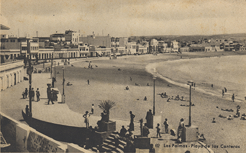 Playa de las Canteras 1940-1945. Fuente: FEDAC