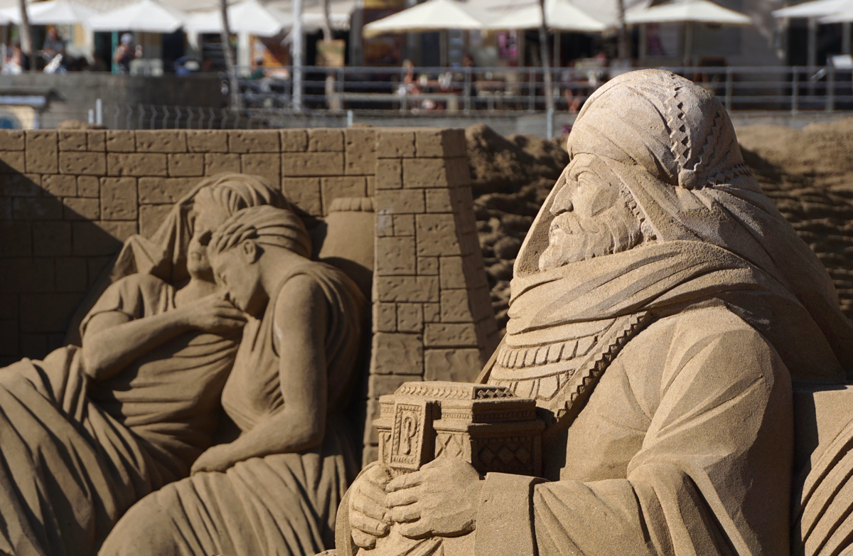 Presépio de areia da praia de Las Canteras