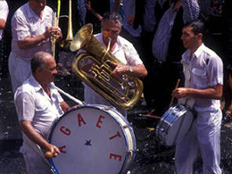 The band of Agaete playing out in the street