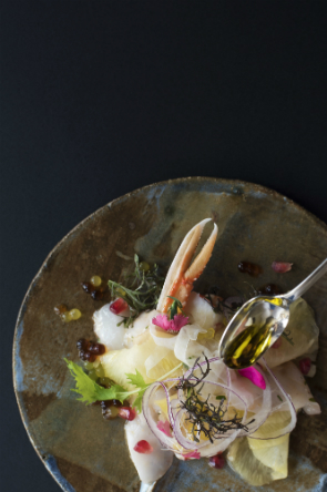 Ceviche of Canarian Sea Bass with Pineapple from Gáldar and Langoustines