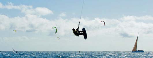 Kite-surfing along the coast of Gran Canaria