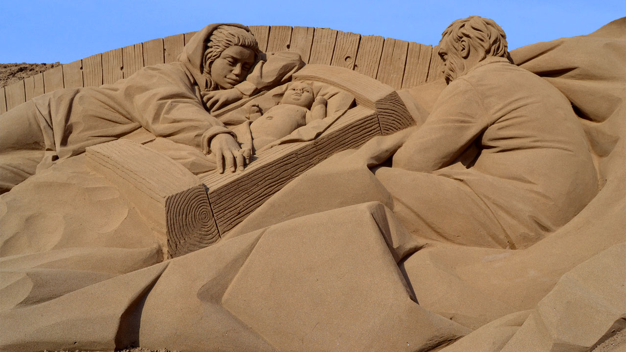 Detail of the Sand Nativity Scene, at Las Canteras beach