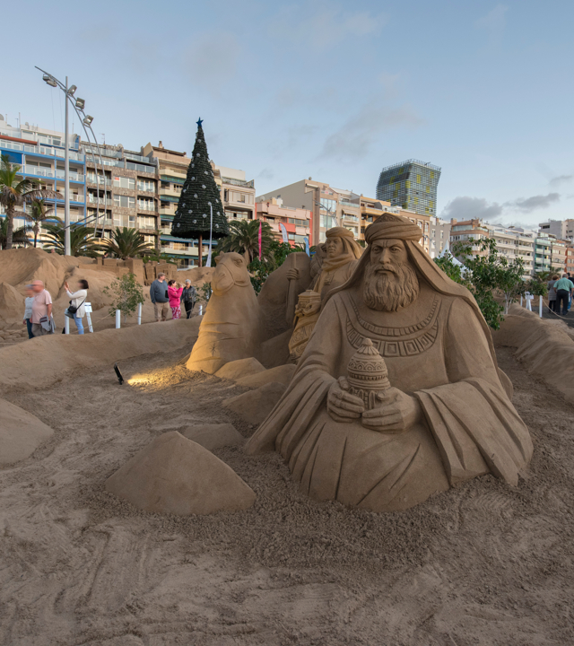 Detalle del Belén de Arena en la Playa de Las Canteras