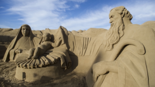 Sand Nativity Scene on Las Canteras Beach