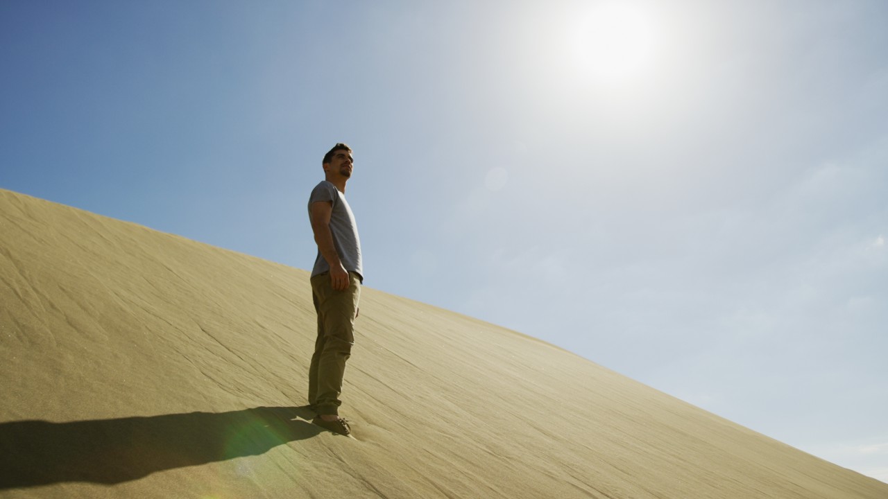 Javier Fernández, patinador español, en las Dunas de Maspalomas