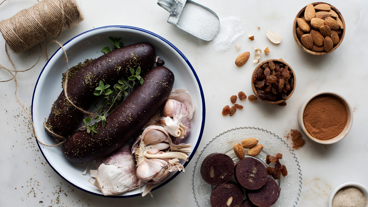 Still life of black pudding from Teror