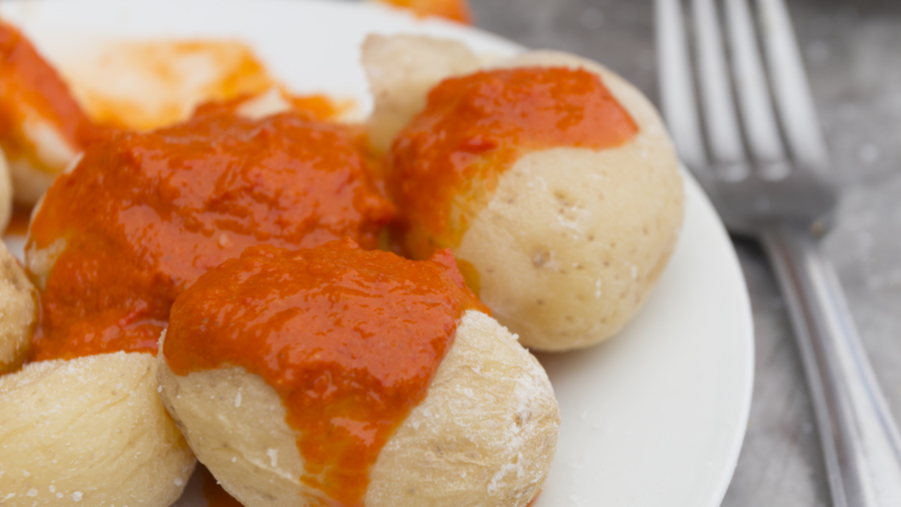 "Papas Arrugadas con Mojo"  (Small Potatoes Boiled in Their Jackets with Mojo sauce)