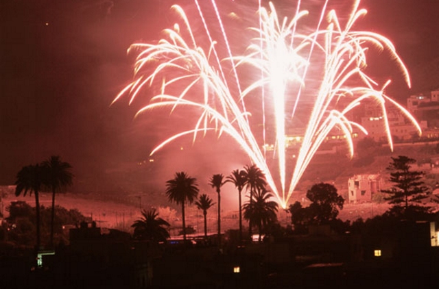 Firework display at the Fiestas of San Lorenzo, Gran Canaria