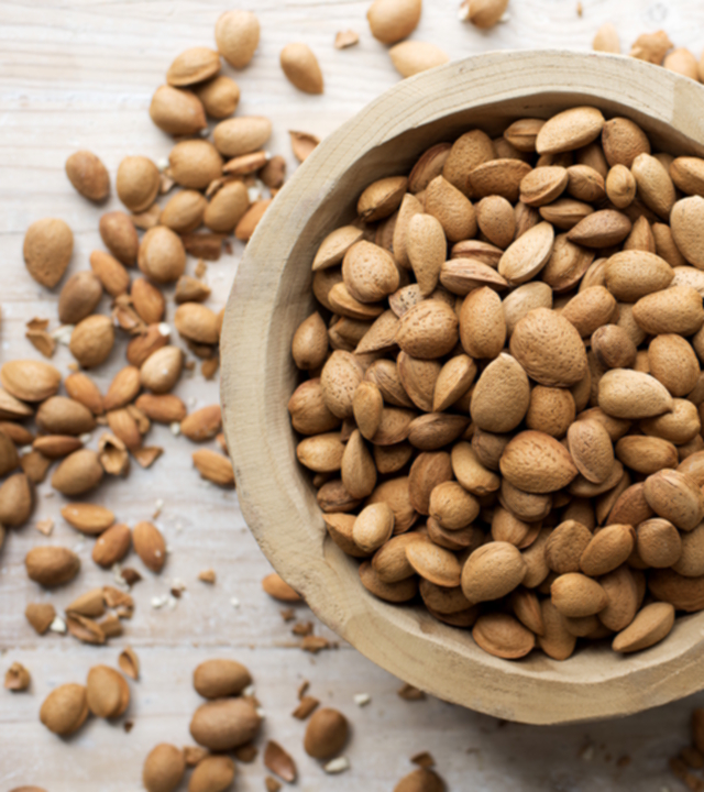 Close up of some almonds