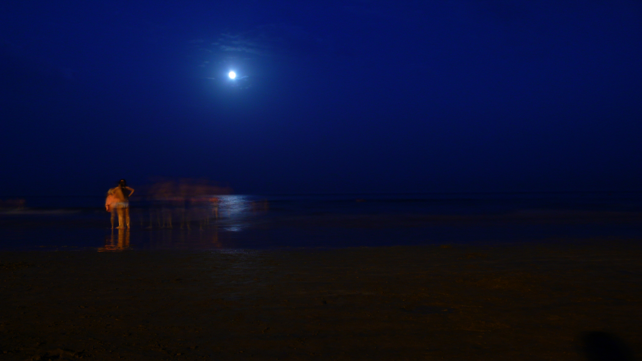 Night bathing on Las Canteras beach Night bathing on Las Canteras beach
