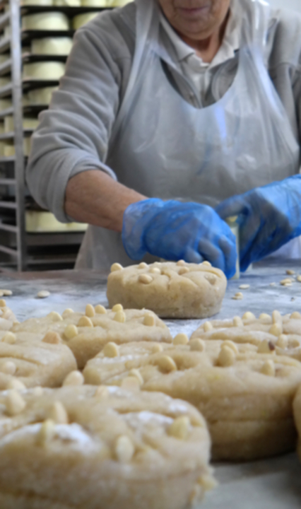 Close up of marzipan being made