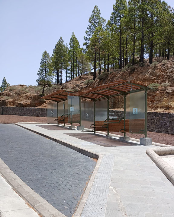 Para de guaguas en el entorno del acceso al Roque Nublo. Foto de: Área de Medio Ambiente del Cabildo de Gran Canaria