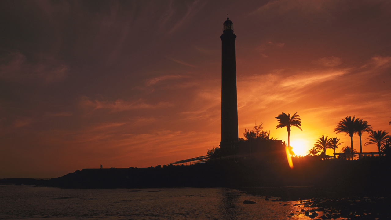 Imagen de atardecer en Faro de Maspalomas