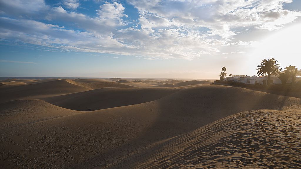 Coucher de soleil sur les dunes de Maspalomas.