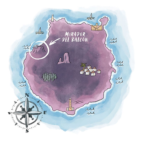 Ilustración del mapa de Gran Canaria, según la Leyenda de la Cola del Dragón