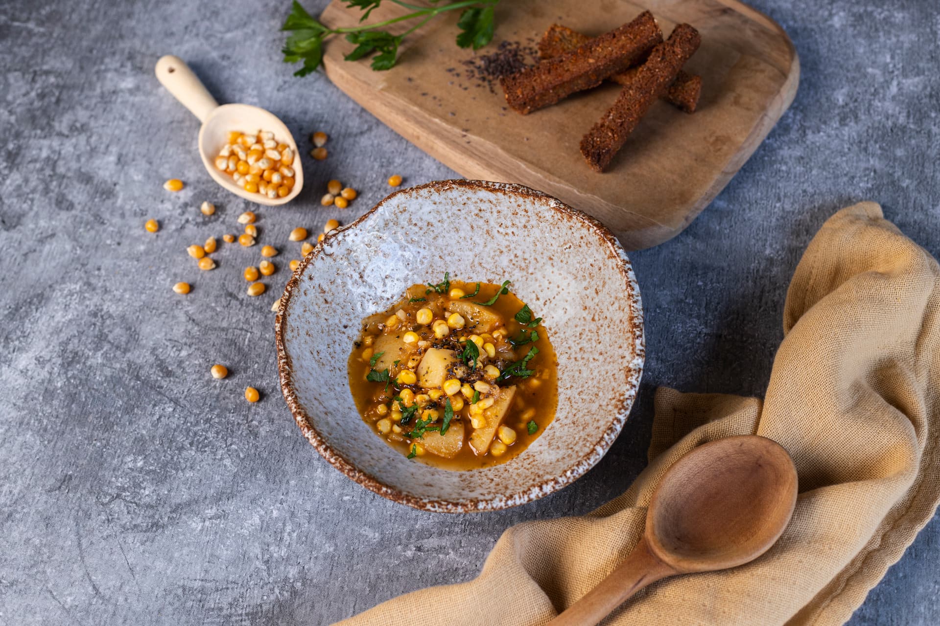 Caldo de millo vegano