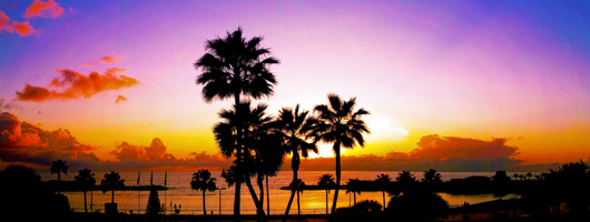 View at dusk of the beach at Amadores