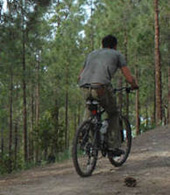 Praticando mountain bike em Tamadaba