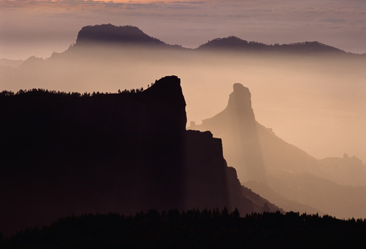 Solnedgång i det inre av Gran Canaria