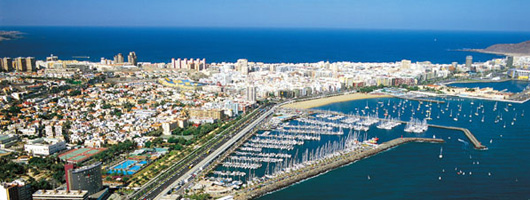 View from the air of the city of Las Palmas de Gran Canaria