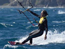 Girl doing kitesurfing