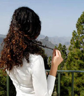 Girl looking over the landscape of the hinterlands of Gran Canaria