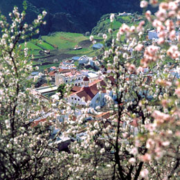 Vue aérienne du village de Tejeda